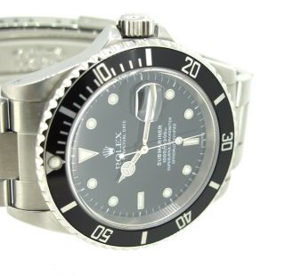 Rolex Submariner Date 16610 Stainless Steel Black Dial Oyster Bracelet Watch 9
