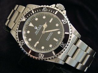 Rolex Submariner Stainless Steel Watch Black Dial Bezel Mens No Date Sub 14060 2