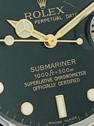 Estate Rolex Submariner 16613T Date Black SS 18k Gold w/ Box & Books Classy 10
