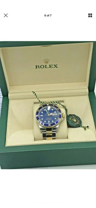 Rolex Watch Men ' s 40mm Submariner 16613 18K Gold and Steel Blue Insert and Dial 4