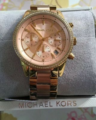 Tags Authentic Michael Kors Ritz Midsize Rose Gold Women Mk6475 Watch
