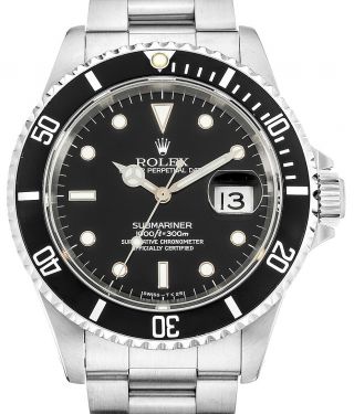 Rolex Submariner Date Steel Black Dial/bezel Mens Automatic Watch X 16610
