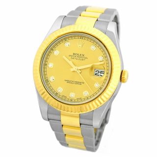 Rolex Steel & 18k Yellow Gold 41mm Datejust 41 116333 Factory Diamond Dial Box