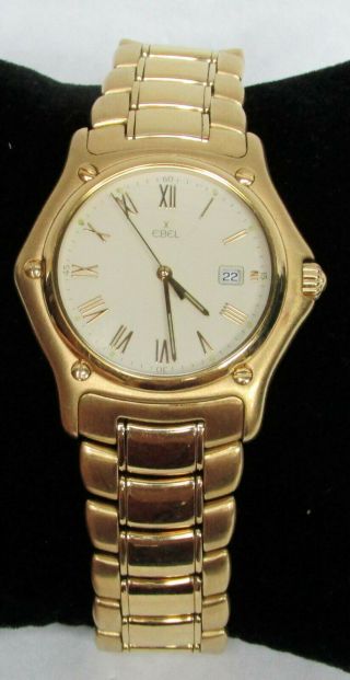 Ebel 1911 Large 18k Solid Gold Date Wrist Watch 887902