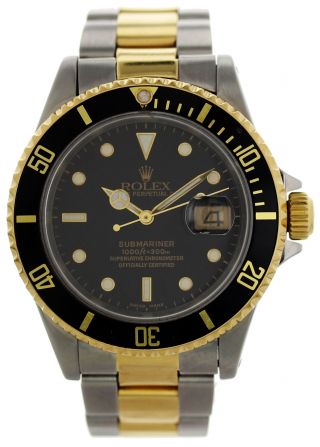 Rolex Oyster Perpetual Submariner Date 18k 16613 Mens Watch