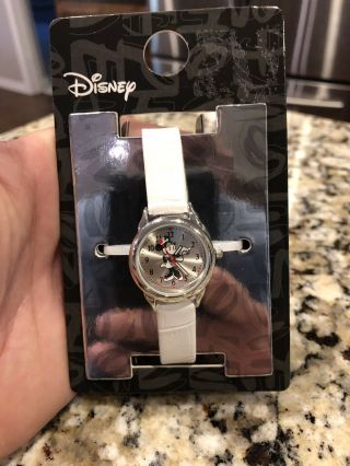 Disney Minnie Mouse Women " Nurse Watch With Faux White Leather Band Mn1005
