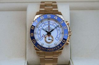 Rolex Yacht - Master Ii 18k Solid Yellow Gold Blue Hands 44mm Watch 116688