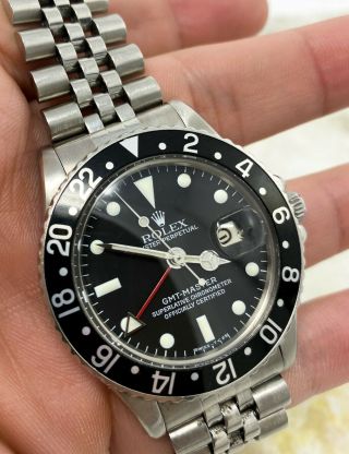 Vintage Rolex GMT - Master Wristwatch Ref.  1675 Jubilee 1970s NR 6