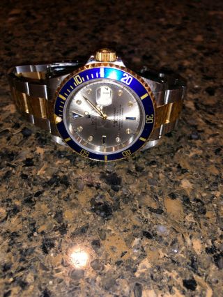 Rolex Submariner 18k Yellow Gold/Steel Serti Diamond Dial Watch 3