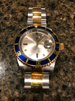 Rolex Submariner 18k Yellow Gold/Steel Serti Diamond Dial Watch 5