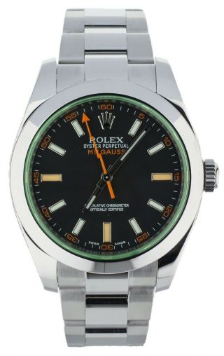 Rolex Milgauss Green Black Dial 40mm Ref: 116400gv Complete