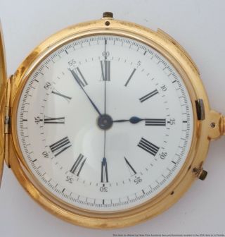 Heavy 18k Gold Hunter Quarter Hour Repeater Chronograph Antique Pocket Watch