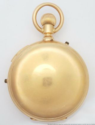 Heavy 18k Gold Hunter Quarter Hour Repeater Chronograph Antique Pocket Watch 2