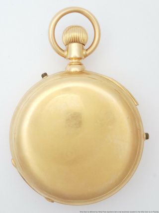 Heavy 18k Gold Hunter Quarter Hour Repeater Chronograph Antique Pocket Watch 3