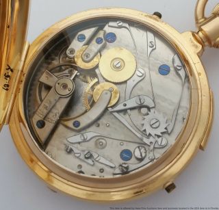 Heavy 18k Gold Hunter Quarter Hour Repeater Chronograph Antique Pocket Watch 4