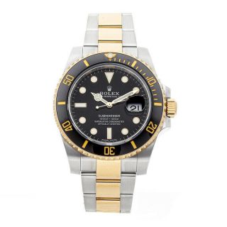 Rolex Submariner Auto Steel Yellow Gold Mens Oyster Bracelet Watch Date 116613ln