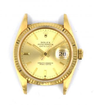 GENTS ROLEX OYSTER DATEJUST 16008 WRISTWATCH 18K YELLOW GOLD BOX PAPERS c1980 6