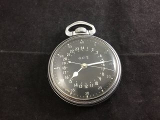 Hamilton Watch Co An - 5740 Military Wwii G.  C.  T.  24 Hour Pocket Watch & Metal Case