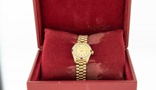 Rolex President Datejust 18K Yellow Gold Champagne String Diamond Womens Watch 6