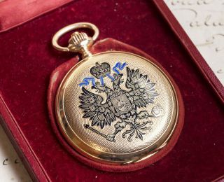PAUL BUHRE PAVEL BURE RUSSIAN IMPERIAL TSAR AWARD 14k Gold Antique Pocket Watch 3