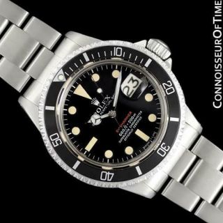 1970 Rolex 1680 Submariner Vintage Mens Stainless Steel Watch - Red Letter