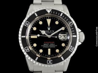 1970 ROLEX 1680 SUBMARINER Vintage Mens Stainless Steel Watch - Red Letter 4