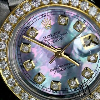 Rolex 31mm Datejust 18k & Ss Tahitian Mop Mother Of Pearl With Diamond Numbers