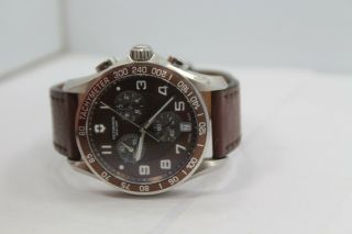 Victorinox Swiss Army Mens Chronograph Brown Dial Leather Watch 241498 Batt
