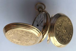 Louis Jacot Solid 14k Gold Swiss Pocket Watch Circa 1920 - Hunter Case