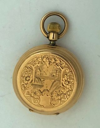 Louis JACOT Solid 14K Gold Swiss Pocket Watch circa 1920 - Hunter Case 3