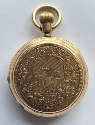 Louis JACOT Solid 14K Gold Swiss Pocket Watch circa 1920 - Hunter Case 4