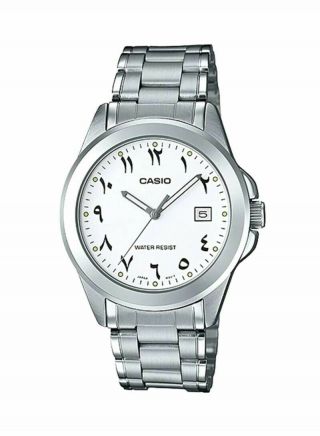2019 Casio Mtp - 1215a - 7b3 With Arabic Numbers - Stainless Steel,  White Dial