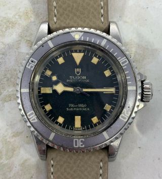 Vintage Tudor (by Rolex) Submariner Snowflake Wristwatch Ref.  7016/0 Blue Dial