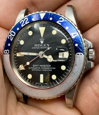 Vintage Rolex GMT - Master Wristwatch Ref.  1675 Steel Great Patina NR 8