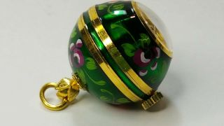 Vintage Bucherer Enamel Ball Pendant Watch Goldtone Swiss Made Wind - Up
