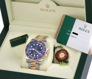 2014 Rolex 18k/ss Submariner 116613 Blue Dial/ceramic Bezel - Box & Papers/card