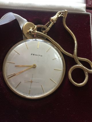 Rare Vintage Zenith 9ct Gold Pocket Watch Presented To Heinz Worker