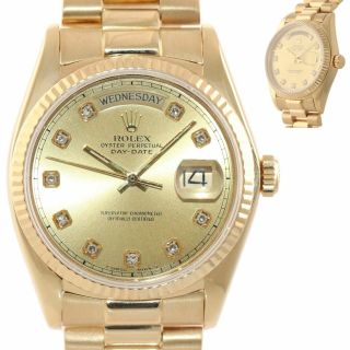 Diamond Rolex Day - Date President 18038 18k Yellow Gold Dial Watch