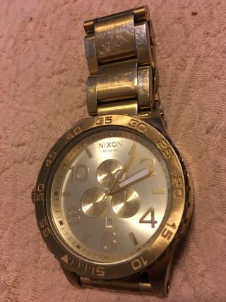 Nixon 51 - 30 Chronograph Wrist Watch For Men Gold Needs Battery No Box Great