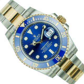 Rolex Watch Mens Submariner 116613 Lb Gold And Steel Blue Face 40mm