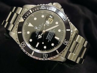 Rolex Submariner Date Stainless Steel Watch Black Dial Bezel Mens Sub 16610 2