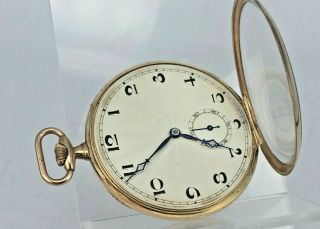 1928 Art Deco 9ct Gold Pocket Watch 9ct Gold Inner Dust Cover Schwob Freres & Co