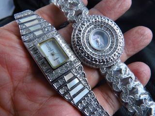 Two Vily Sparkle Diamond Art Deco Style Quartz Lady Watch