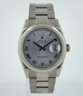 Rolex President Day - Date,  Ref 118209,  18K White Solid Gold,  Silver Roman Dial 2