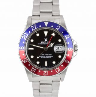Vintage 1982 Rolex Gmt - Master Pepsi Blue Red Stainless Gloss 16750 40mm Date