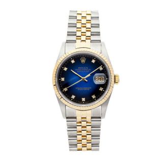 Rolex Datejust Auto 36mm Steel Gold Diamonds Mens Jubilee Bracelet Watch 16233