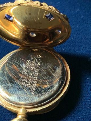 ANTIQUE DIAMOND C.  H.  MEYLAN BRASSUS 18K GOLD OPEN FACE WOMENS POCKET WATCH RUNS 8