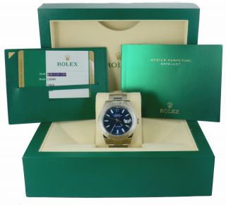 Sept 2019 Rolex Datejust 41 Blue Stick 126300 41mm Smooth Stainless Oyster