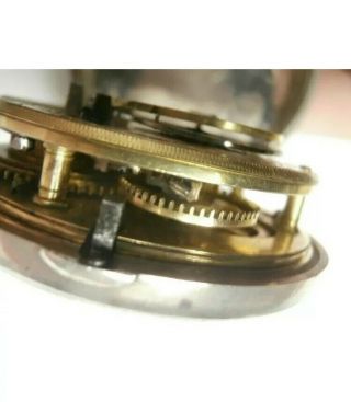 Antique Sterling Silver Pair Case Verge Fusee Pocket Watch - Key Wind,  London 11