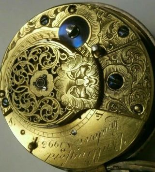 Antique Sterling Silver Pair Case Verge Fusee Pocket Watch - Key Wind,  London 5